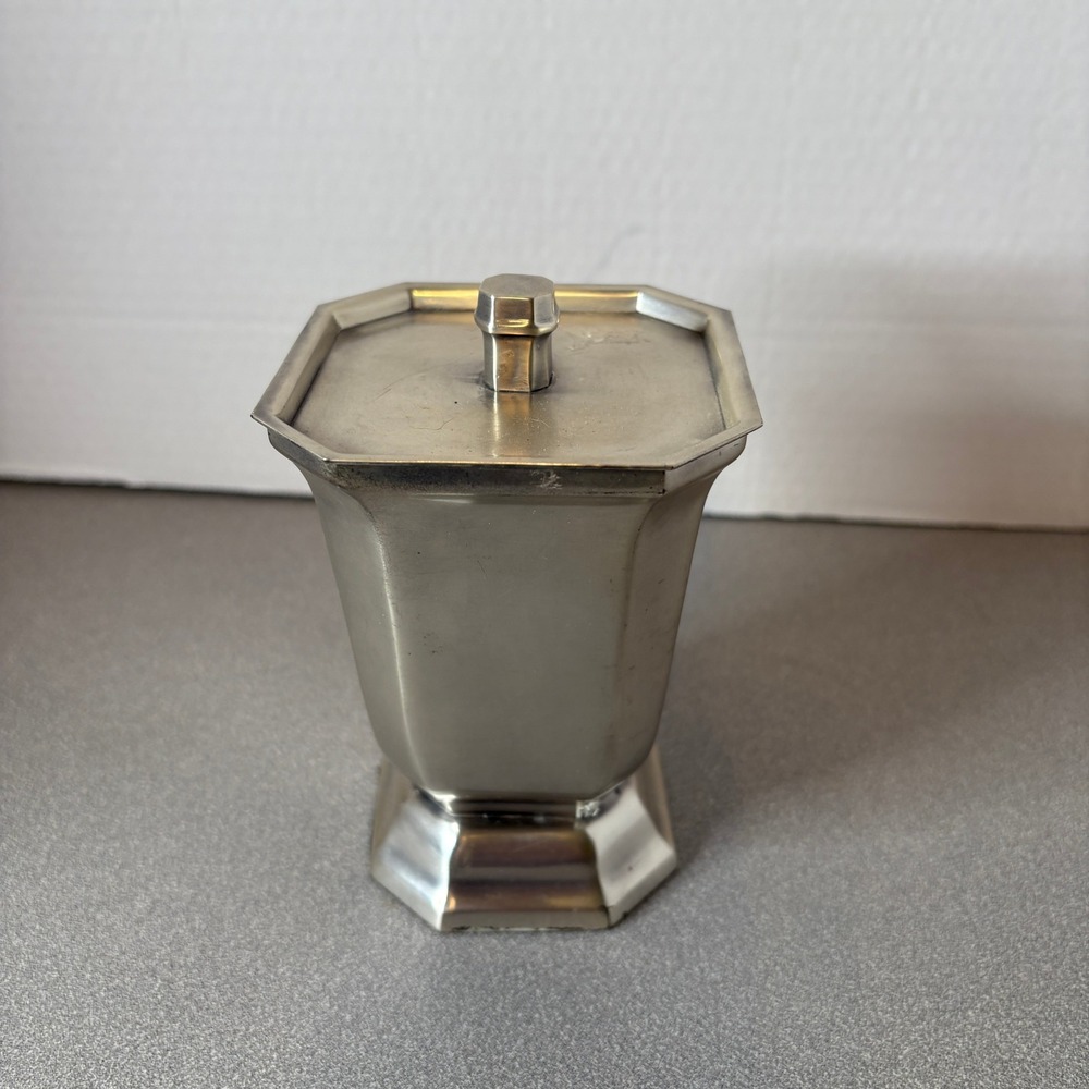 Pottery Barn Estate Candlepot Octagon Silver Tone Octagonal Lid 9oz